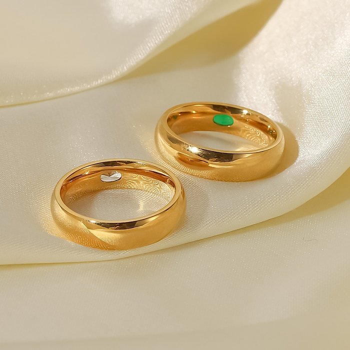 Retro Geometric Stainless Steel Rings Inlay Zircon Stainless Steel Rings