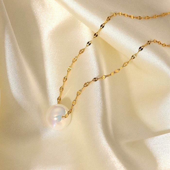 Pingente de miçangas de sereia fashion 18k colar de aço inoxidável banhado a ouro