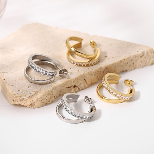 بسيط طبقة مزدوجة مطلية بالذهب عبر الفولاذ المقاوم للصدأ الأذن مربط المجوهرات بالجملة