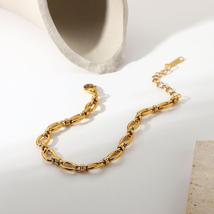 bracelet à boucle croisée à chaîne étroite Bracelet de mode en acier inoxydable plaqué or 18 carats
