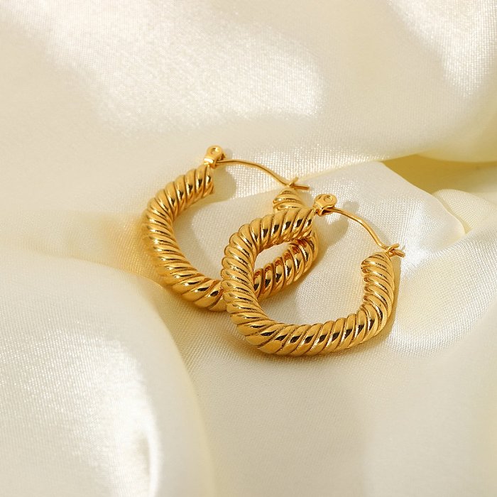 vente en gros bijoux enroulement géométrique boucles d'oreilles en acier inoxydable en forme de C bijoux