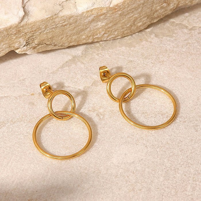 new Style stainless steel 18K Gold plated Geometric circle pendant Earrings