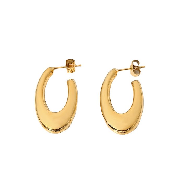 bijoux en gros ovale en forme de U en acier inoxydable mode boucles d'oreilles bijoux