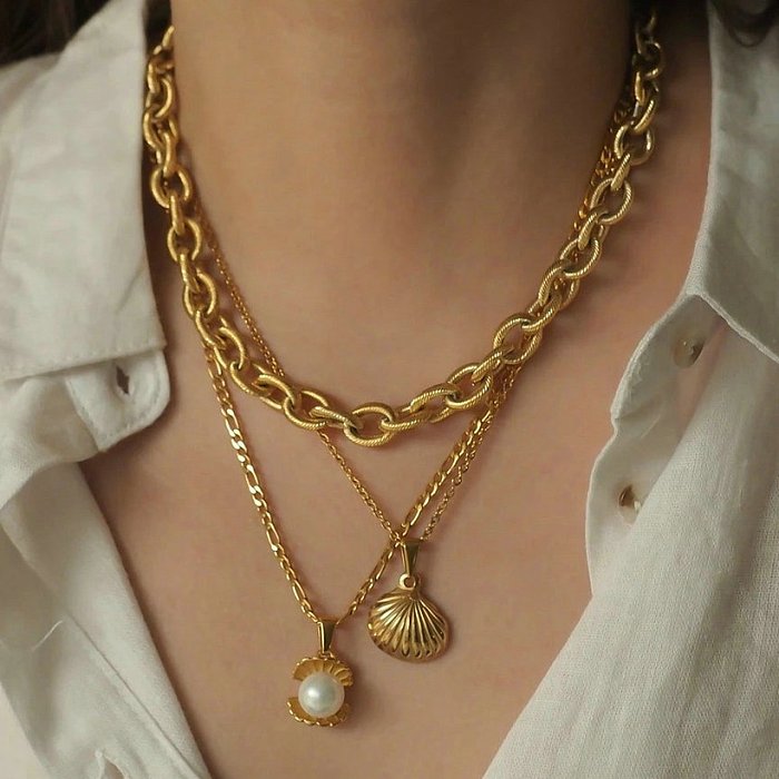 einfache 18 Karat vergoldete Halskette aus Edelstahl 316