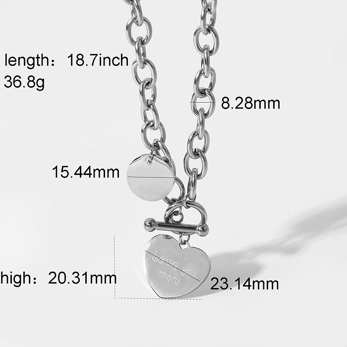 Steel color stainless steel simple fashion heart pendant necklace