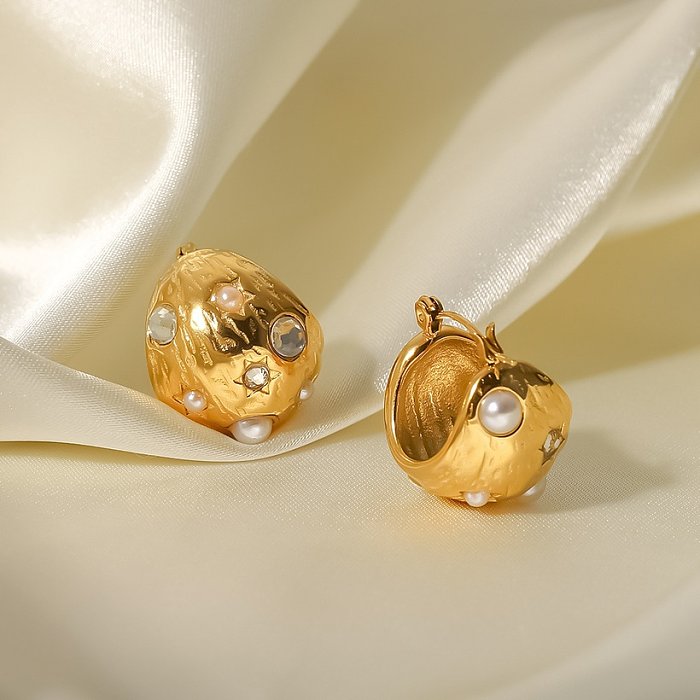 Retro geometrische Edelstahl-Ohrringe legen Perlen-Edelstahl-Ohrringe ein