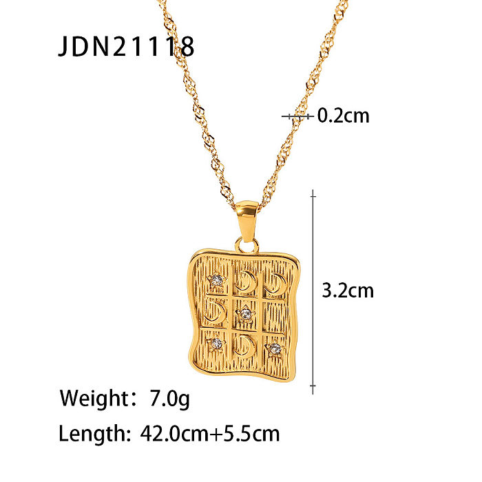 Fashion Star Moon Stainless Steel Necklace Gold Plated Zircon Stainless Steel Necklaces