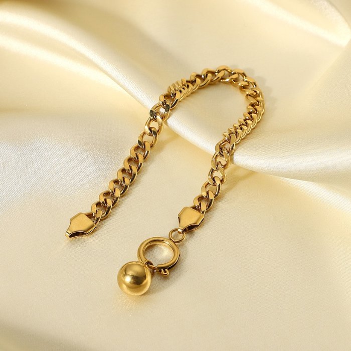 Moda 14K bola colgante resorte hebilla galvanoplastia pulsera de acero inoxidable