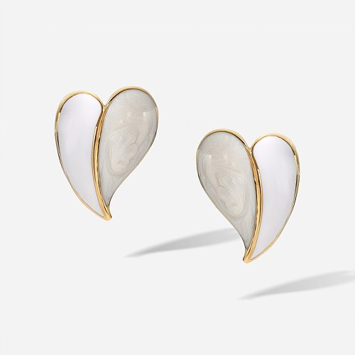 Pendientes de acero inoxidable sin incrustaciones de corazón de viaje de estilo Simple de moda para mujer