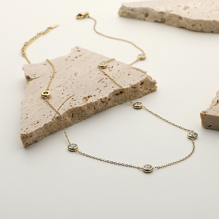 fashion stainless steel zircon chain necklace