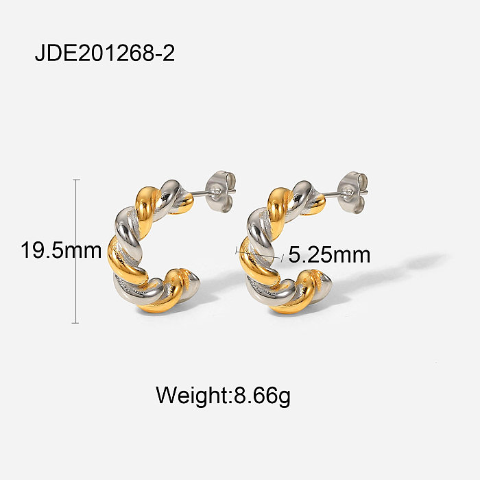 brincos geométricos de ouro e prata em aço de titânio banhado a ouro 18k fashion