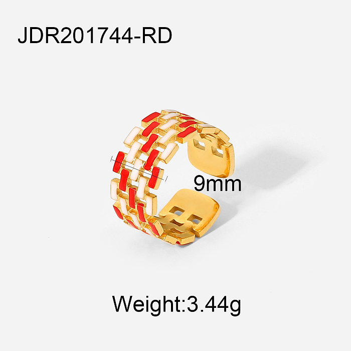 New 18K Gold Plated Stainless Steel Geometric Colorful Oil Drop Rings
