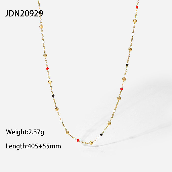 Neue rot-weiße und schwarze Farbe tropfende Ölkugelkette 18 Karat Gold-Edelstahl-Halskette