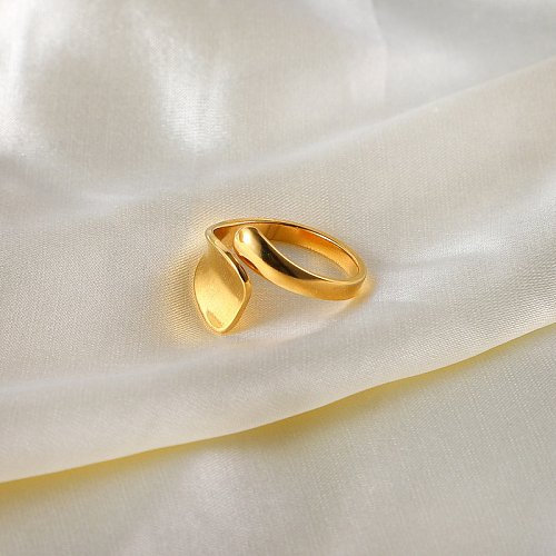 European and American 18K goldplated stainless steel specialshaped open ring geometric ring