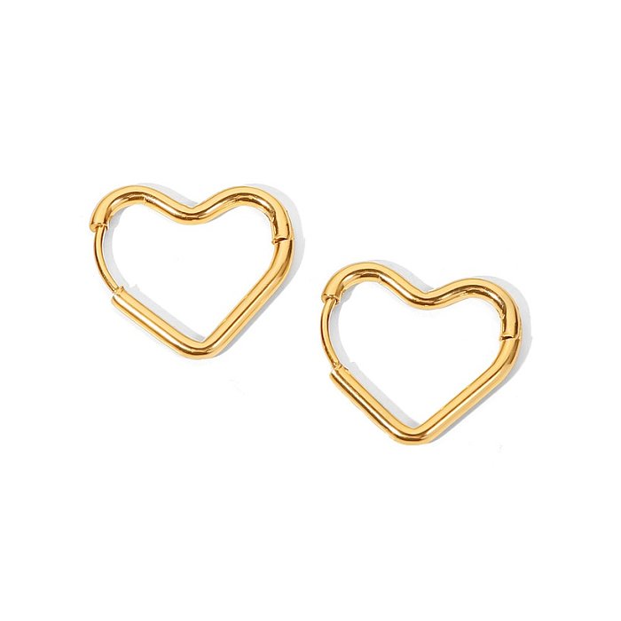 Romantic Heart Shape Stainless Steel Earrings Gold Plated Stainless Steel Earrings