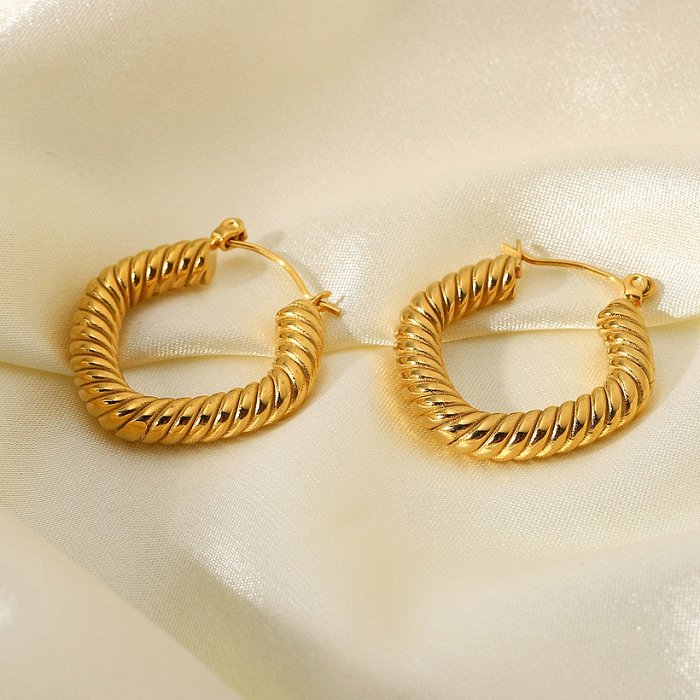 vente en gros bijoux enroulement géométrique boucles d'oreilles en acier inoxydable en forme de C bijoux