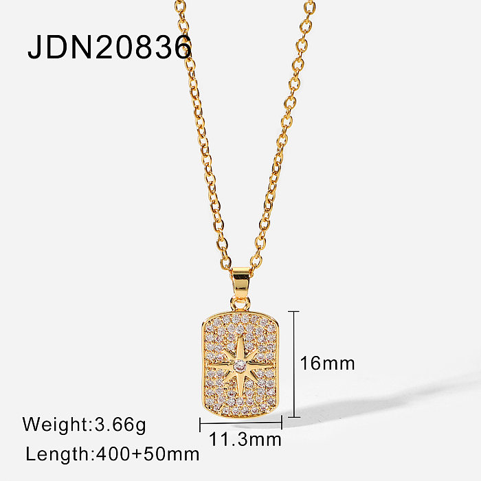 New 18K Gold Plated Jewelry Stainless Steel Octagonal Star Womens Necklace