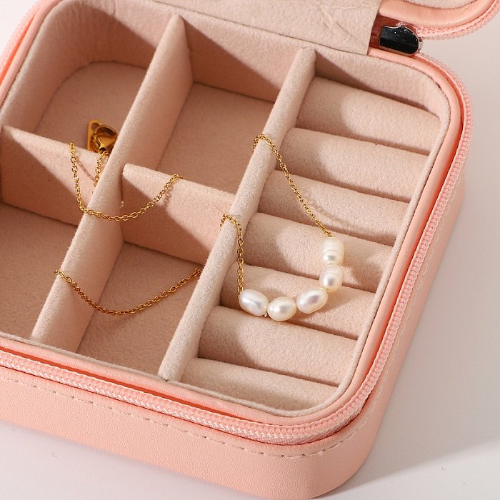 Vintage einfache Perlenkette aus Edelstahl 18K Großhandel Schmuck