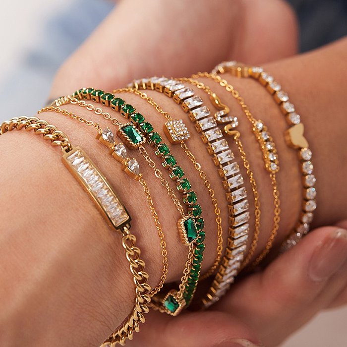 Fashion Geometric Stainless Steel Bracelets Inlay Zircon Stainless Steel Bracelets