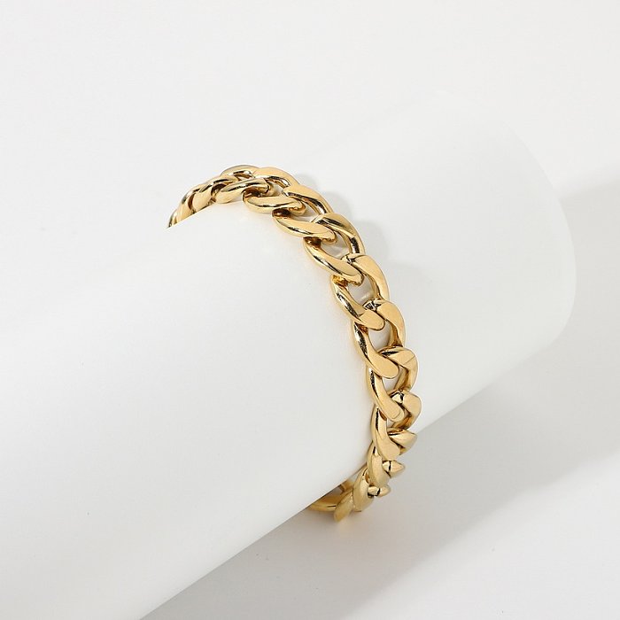 Pulseira de corrente cubana de ouro 11mm empilhada pulseiras de jóias de aço inoxidável de hip hop