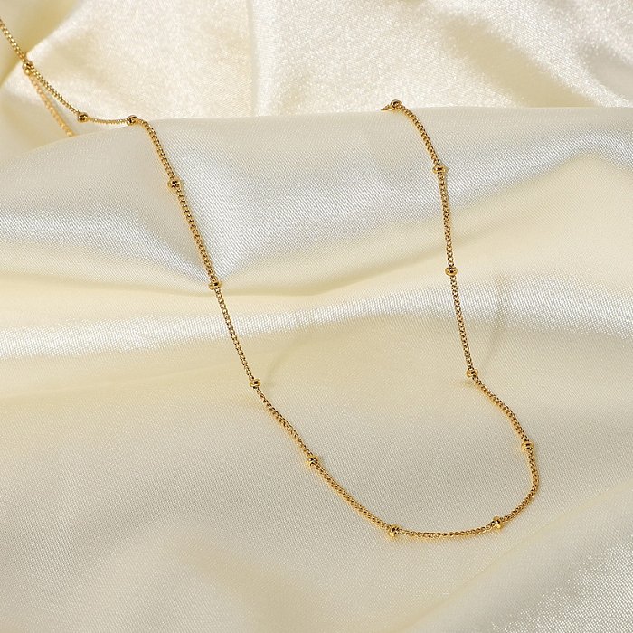 Europäische und amerikanische, rostfreie, wasserdichte, feine Perlenkette aus Edelstahl für Damen, minimalistische Modeverzierung