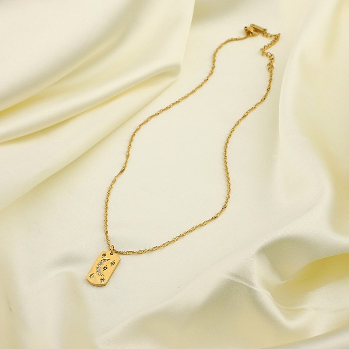 Mode-Mondstern-Halskette aus 18 Karat vergoldetem Edelstahl
