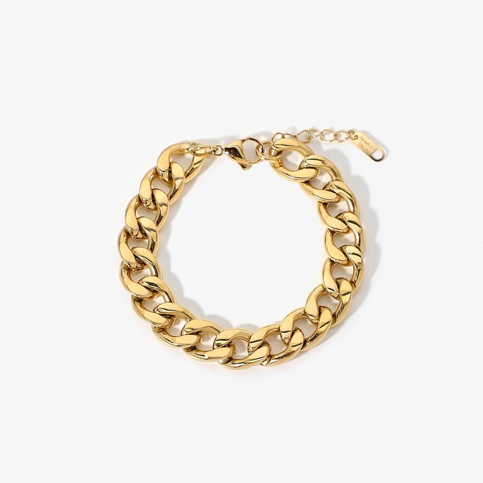 Pulseira de corrente cubana de ouro 11mm empilhada pulseiras de jóias de aço inoxidável de hip hop