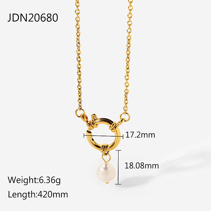 Round spring clasp sailor clasp stainless steel jewelry freshwater pearl pendant necklace