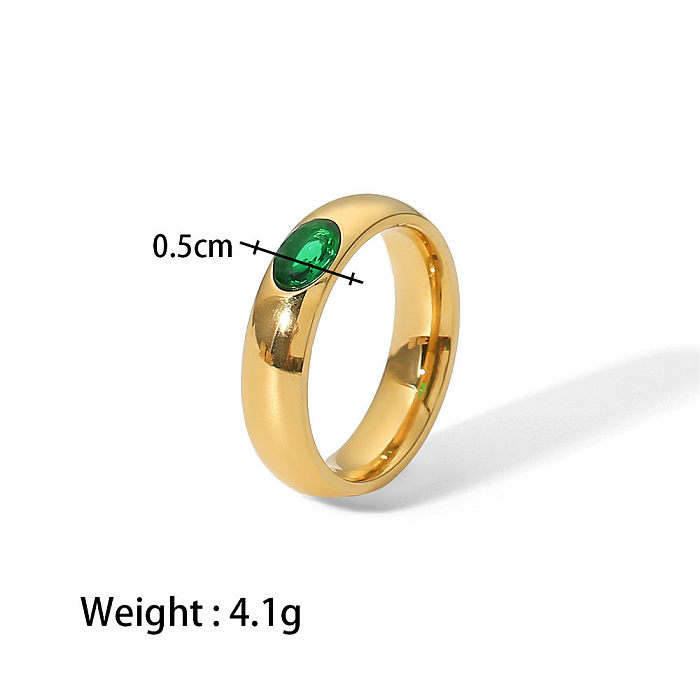Retro Geometric Stainless Steel Rings Inlay Zircon Stainless Steel Rings