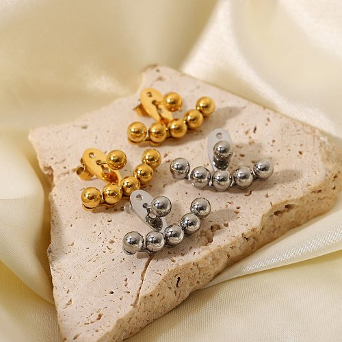 brincos de contas de prata em forma de leque criativo simples brincos de aço inoxidável banhados a ouro 18k