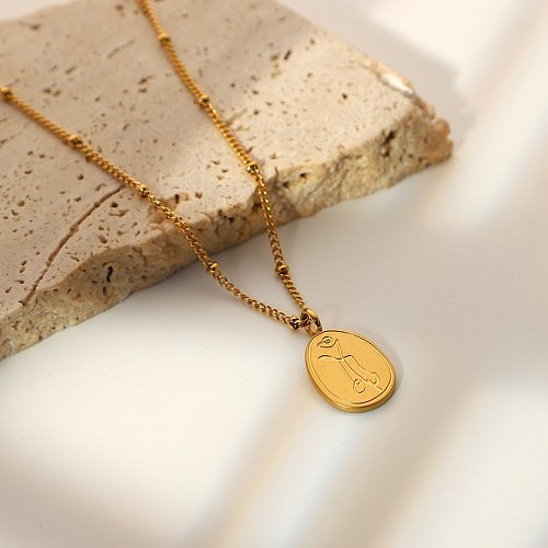 simple daisy carved pendant stainless steel necklace female