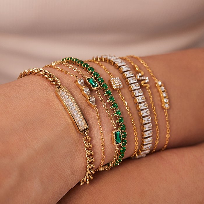 Fashion Geometric Stainless Steel Bracelets Inlay Zircon Stainless Steel Bracelets