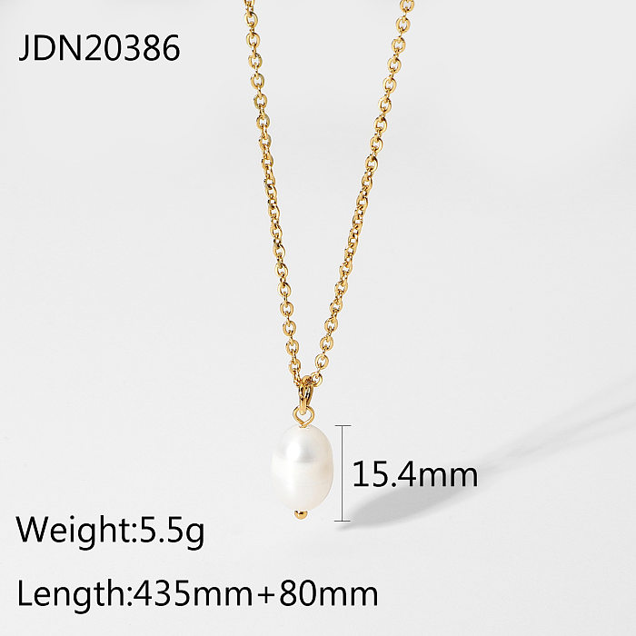 18K أزياء واحدة لؤلؤة الفولاذ المقاوم للصدأ سلسلة قلادة المجوهرات بالجملة