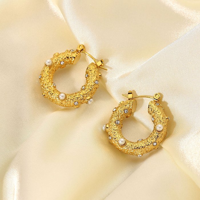 أزياء بيرل هوب أقراط 18 كيلو الذهب المقاوم للصدأ مجوهرات المطرقة مكعب أقراط زركونيا