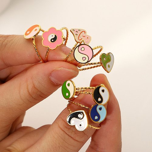 jewelry wholesale jewelry new stainless steel metal adjustable color drip ring