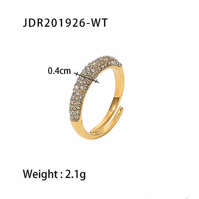 Fashion Round Stainless Steel Open Ring Plating Zircon Stainless Steel Rings