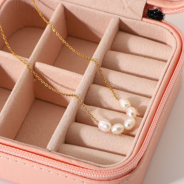 Vintage einfache Perlenkette aus Edelstahl 18K Großhandel Schmuck