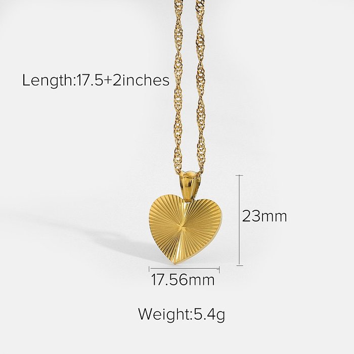 colgante retro simple en forma de corazón collar de acero inoxidable de oro de 18 quilates