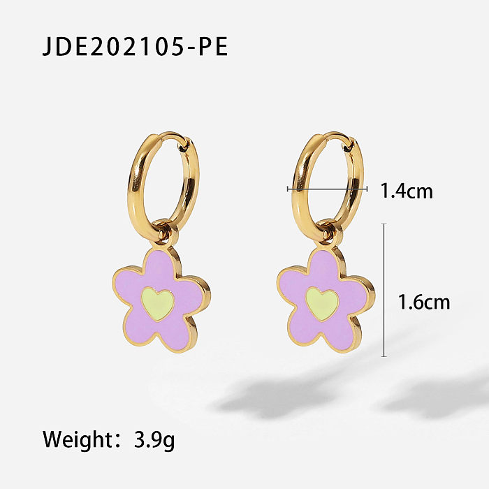New Fashion stainless steel 14K Gold plated color Flower Pendant Earrings