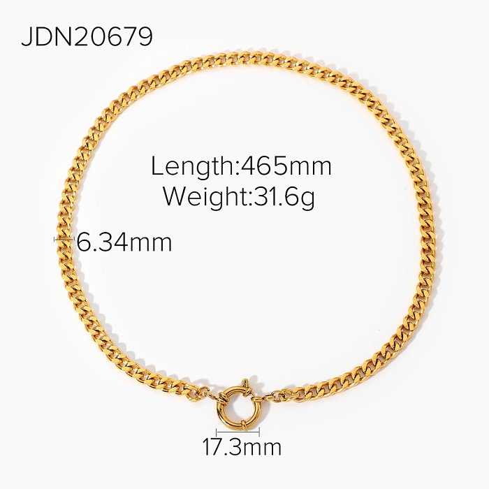 European and American necklace 18K goldplated stainless steel spring clasp Cuban chain necklace jewelry