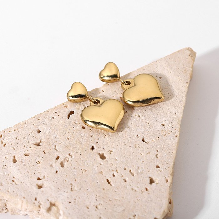 fashion goldplated stainless steel heartshaped earrings wholesale jewelry