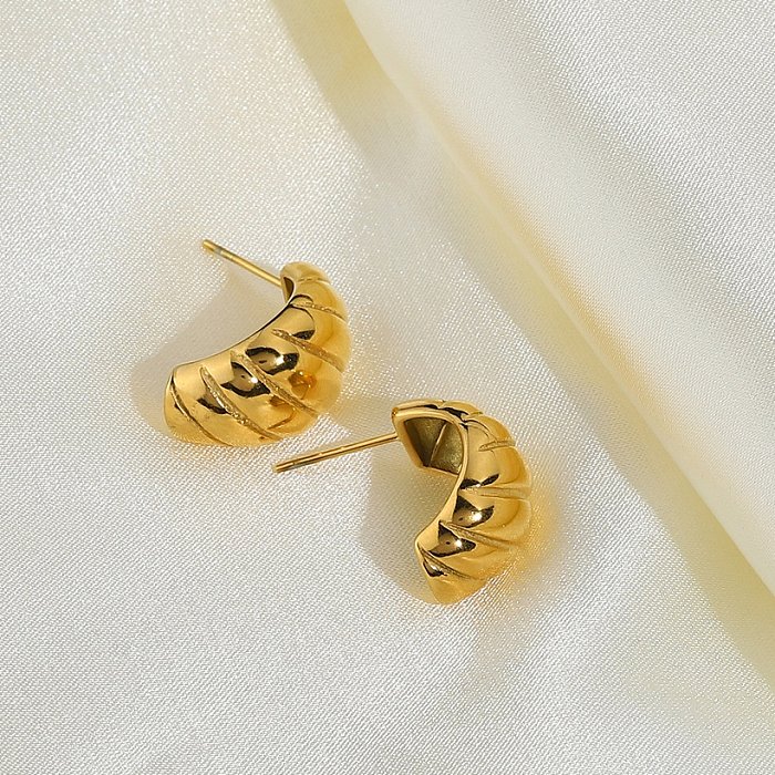 fashion goldplated stainless steel horn bag earrings