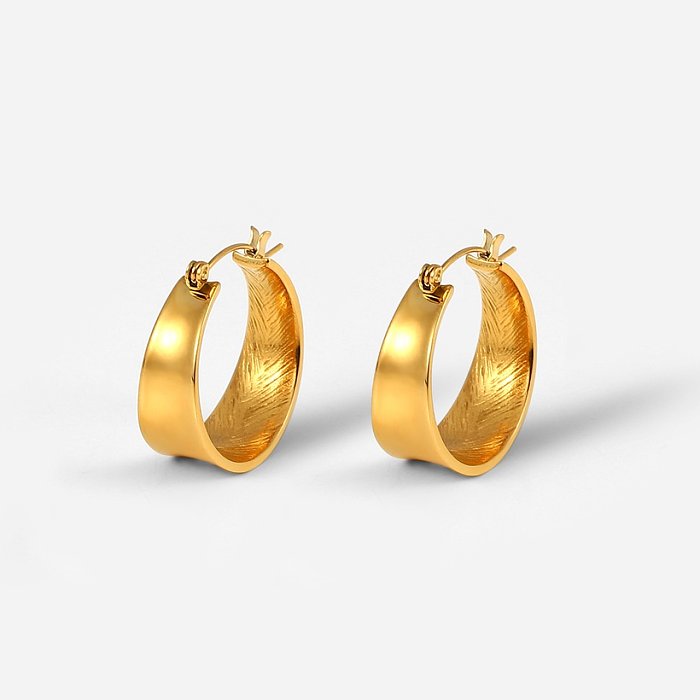 fashion simple 18K goldplated stainless steel curved smooth earrings wholesale