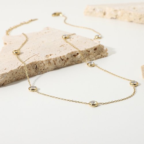 fashion stainless steel zircon chain necklace