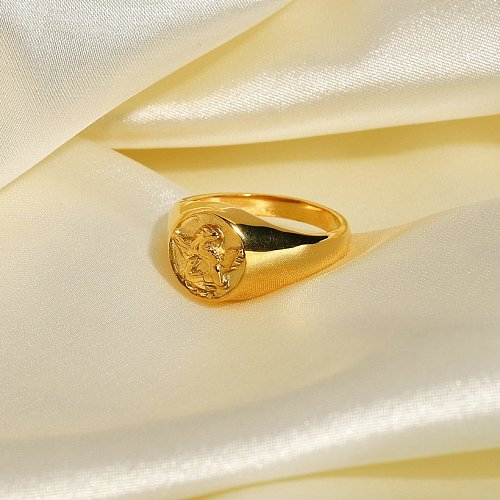 Fashion Round Angel Stainless Steel Ring