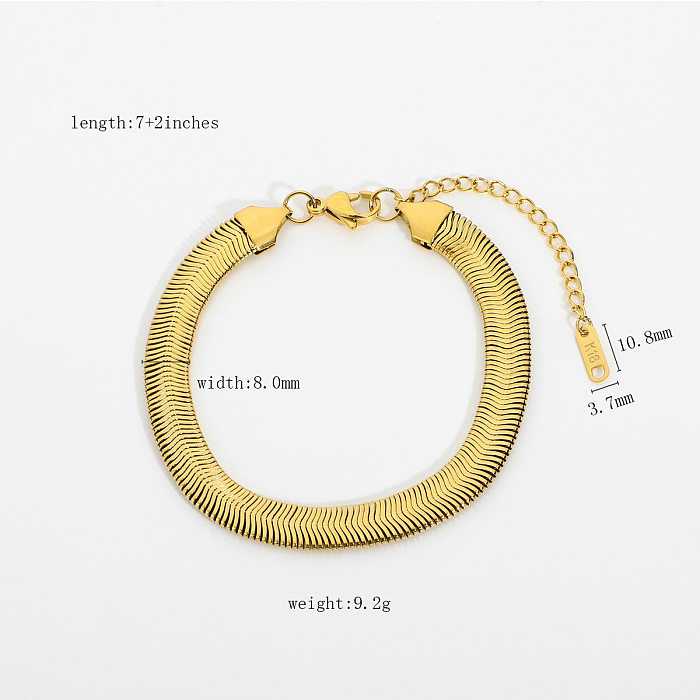 Jóias pulseira de corrente cubana cobra plana empilhada pulseira de aço inoxidável banhado a ouro 18k