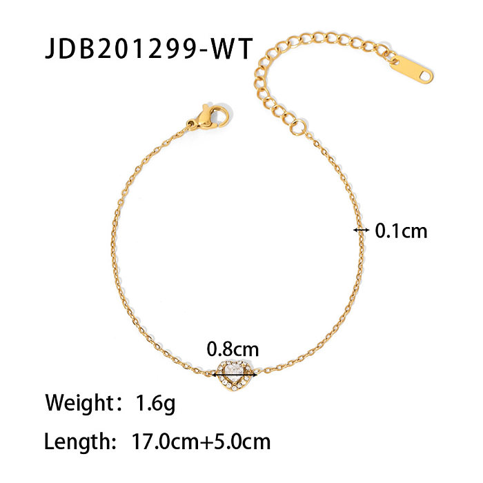 Fashion Heart Shape Stainless Steel Bracelets Gold Plated Zircon Stainless Steel Bracelets