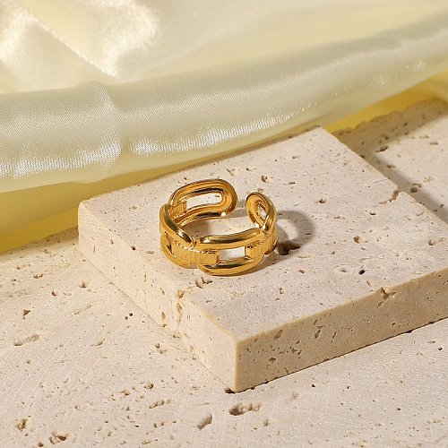 Europäische und amerikanische Ins Internet Promi-Ringe des gleichen Stils Vier rechteckige Schnalle offener Ring 18 Karat vergoldeter Edelstahlring für Frauen