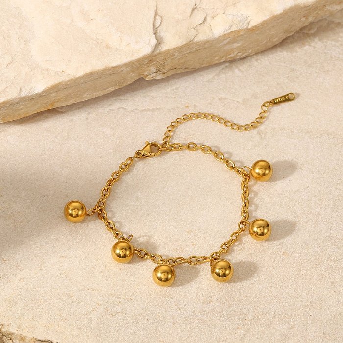 Retro-Stil goldenes Kugel-Anhänger-Edelstahl-Armband mit 18 Karat Vergoldung