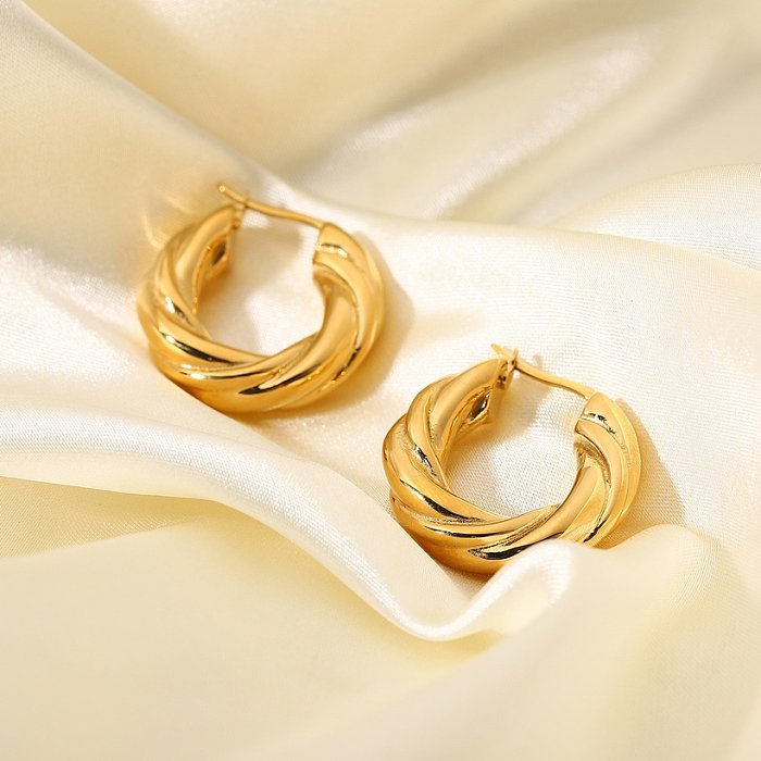INS style texture specialshaped handmade earrings stainless steel 18K gold plated colorpreserving earrings